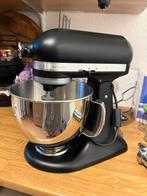 KitchenAid Artisan Mixer 5KSM125EBM Mat Zwart + pasta set, 4 liter of meer, Ophalen, Zo goed als nieuw, 3 snelheden of meer
