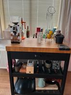 IKEA VADHOLMA keukeneiland zwart/eiken – massief houten blad, Huis en Inrichting, Keuken | Keukenelementen, Ophalen