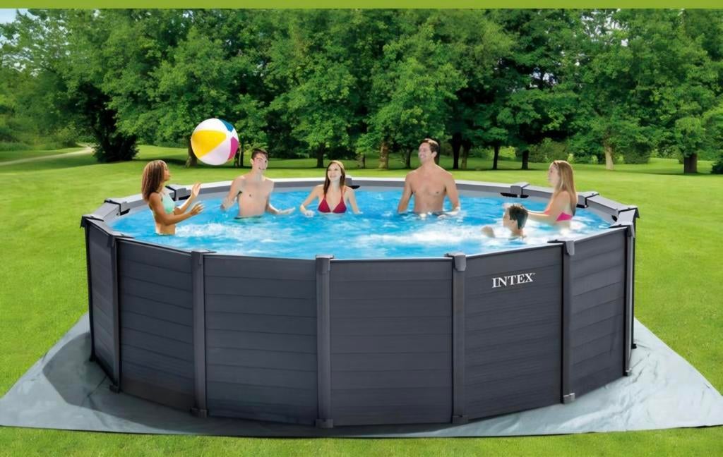 Intex Graphite Panel Zwembad 478x124 cm met zout filter, Ophalen