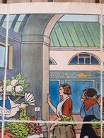 Op de markt oude schoolplaat uit Frankrijk litho op canvas., Antiek en Kunst, Ophalen of Verzenden