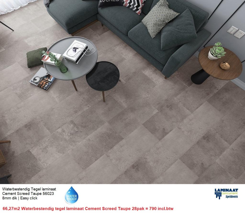 66,27m2 Waterbestendig tegel laminaat Cement Taupe = €790, 75 m² of meer, Nieuw, Ophalen of Verzenden, Grijs
