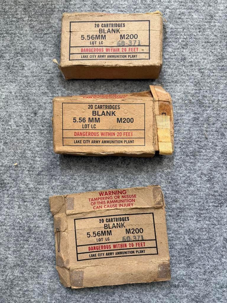 3x Leeg Doosje 5.56 mm NAVO Munitie Lake City, Ophalen of Verzenden, Landmacht, Amerika, Hulzen of Bodemvondsten
