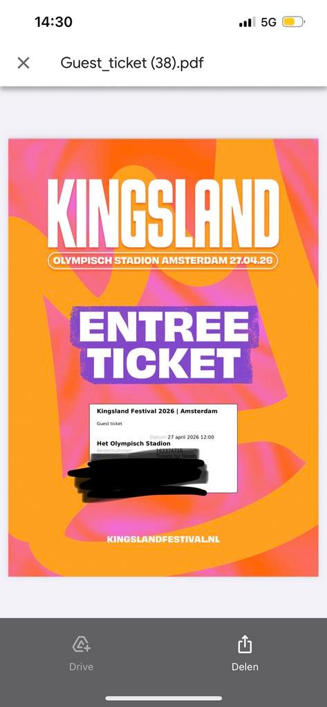 2x kingsland ticket 40 ps, Tickets en Kaartjes, Twee personen
