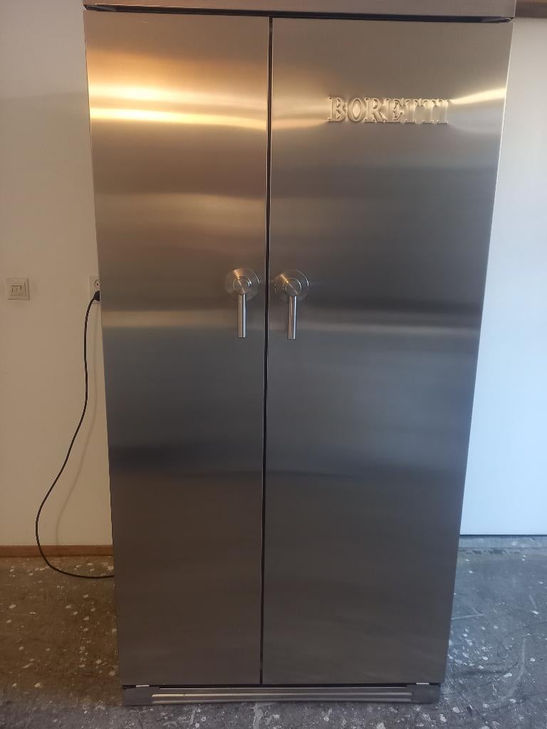 RVS Amerikaanse koelkast van BORETTI, Witgoed en Apparatuur, Koelkasten en IJskasten, Ophalen, Gebruikt, 200 liter of meer, 60 cm of meer