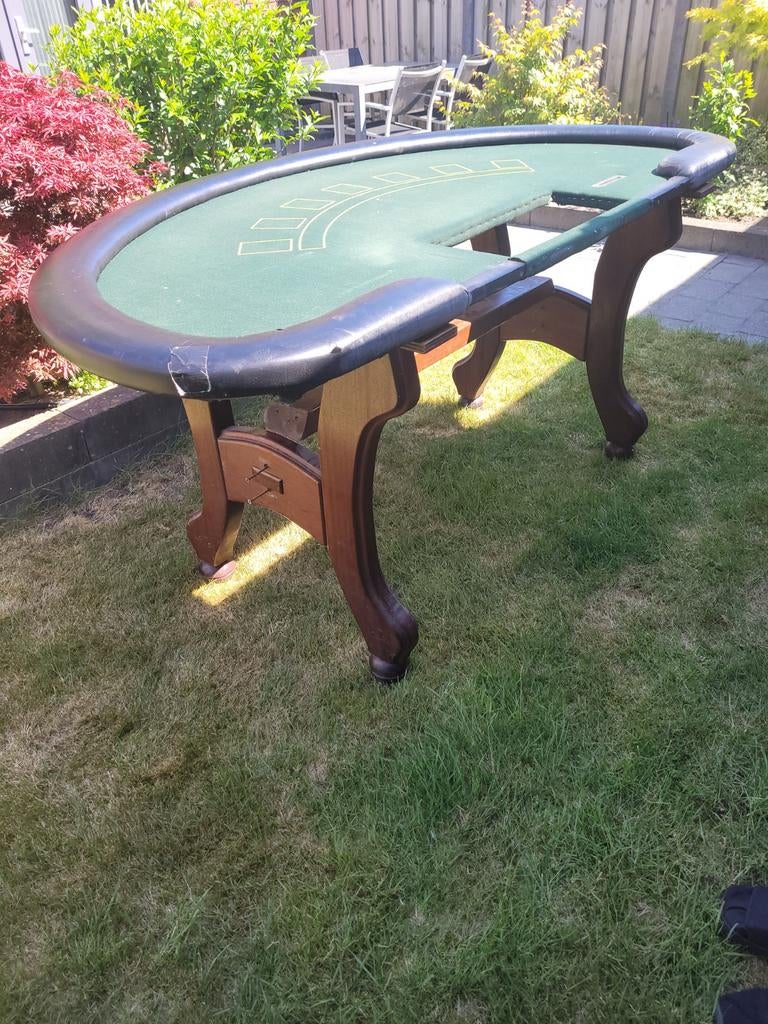 Luxe blackjacktafel met houten onderstel! Unieke tafel!, Vijf spelers of meer, Ophalen of Verzenden, Gebruikt