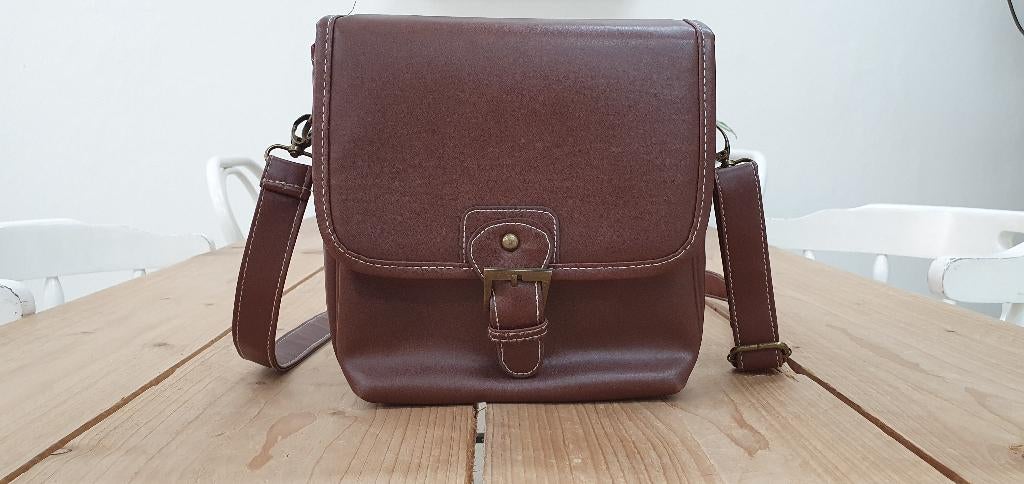 Fototas / cameratas - (nep) leren bruine camera tas vintage, Audio, Tv en Foto, Fotografie | Fototassen, Overige merken, Ophalen of Verzenden