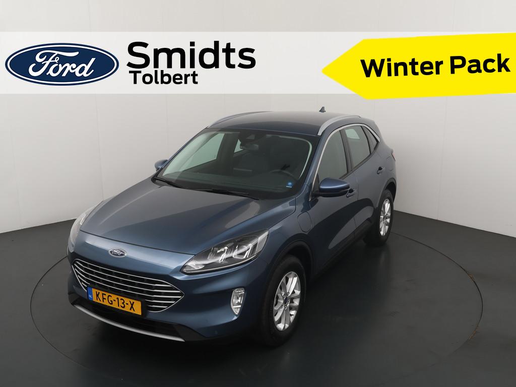 Ford Kuga 2.5 PHEV 225 pk Titanium | AGR stoelen | Half Leer, Auto's, Ford, Gebruikt, 4 cilinders, Blauw, Leder en Stof