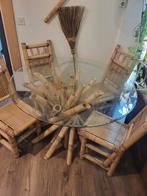 Vintage bamboe eethoek 500 euro!, Ophalen of Verzenden, Zo goed als nieuw, 4 tot 6 stoelen