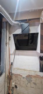 Schuine afzuigkap zwart glas, Wandschouwkap, Ophalen of Verzenden, Zo goed als nieuw, 400 tot 600 m³ per uur