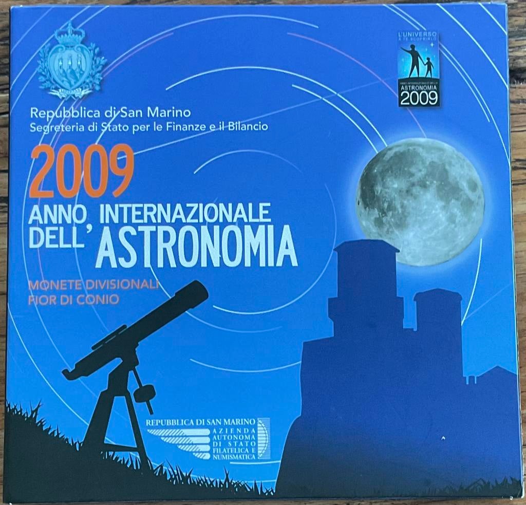 San Marino 2009 BU set Astronomia incl. zilveren €5 munt, Setje, Zilver, San Marino, Overige waardes