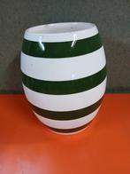 Gestreept bloempot/ vaas - groen en wit, Gebruikt, Aardewerk of Porselein, Ophalen of Verzenden, Minder dan 50 cm