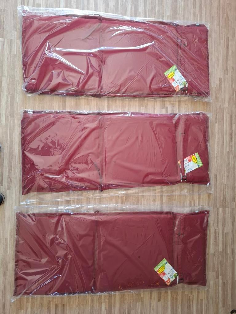 3 gloednieuwe rode Florabest tuinkussens 120 x 50 x 4 cm, Ophalen, Nieuw