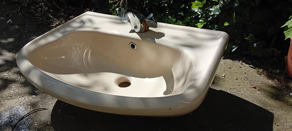 Retro vintage wastafel beige sphinx, Doe-het-zelf en Verbouw, Sanitair, Ophalen, Gebruikt, Steen, Wastafel