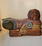 Vintage Houten Lachende Monnik Boeddha Beeld - Jaren 70/80, Ophalen of Verzenden