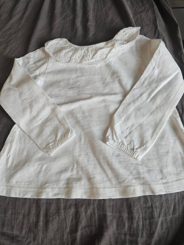 Witte longsleeve met kanten kraagje meisje maat 86, Kinderen en Baby's, Babykleding | Maat 86, Gebruikt, Meisje, Ophalen of Verzenden