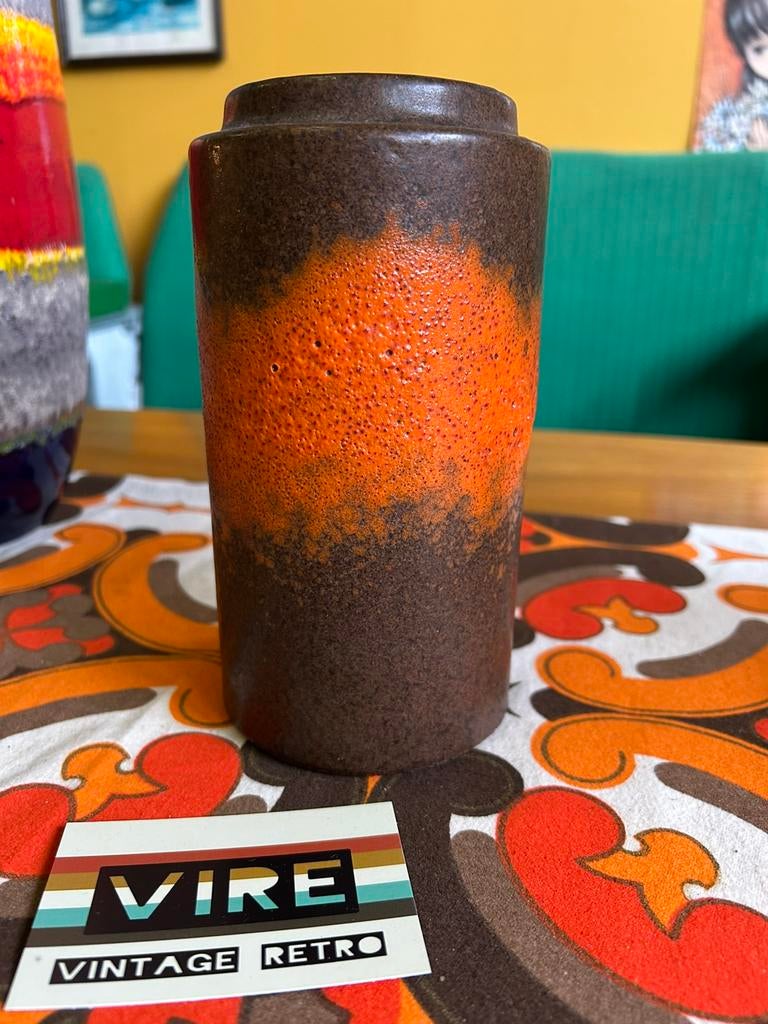 Vintage jaren 70 bruin oranje west germany vaas, Ophalen of Verzenden, Huis en Inrichting