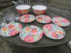 camping 6 melamine borden 2 grote schaal 3 theemokken glas, Ophalen of Verzenden, Nieuw