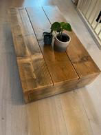 Steigerhouten salontafel met wieltjes, Ophalen, Gebruikt, 100 tot 150 cm, 50 tot 100 cm