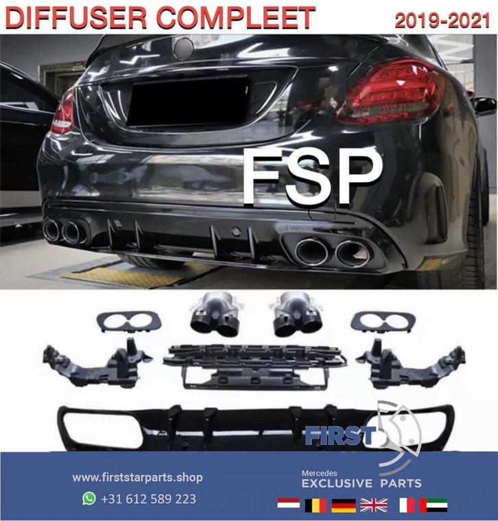 W205 C43 AMG FACELIFT DIFFUSER + UITLAATSIERSTUKKEN Mercedes, Auto-onderdelen, Overige Auto-onderdelen, Mercedes-Benz, Gebruikt