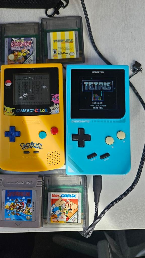 Game Boy Color Special Edition & Modretro met 17 Spellen, Gebruikt, 1 speler, Vanaf 3 jaar, Gekoppelde computers