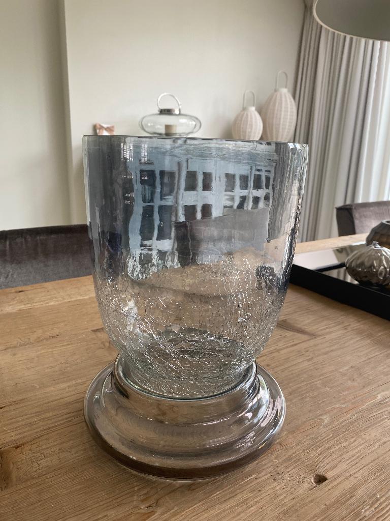 Windlicht, Huis en Inrichting, 25 tot 50 cm, Ophalen of Verzenden, Zo goed als nieuw, Grijs