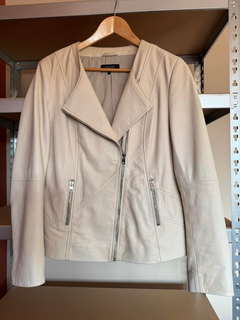 Claudia Strater gebroken wit leren jasje maat 44, Ophalen of Verzenden, Zo goed als nieuw, Maat 42/44 (L), Wit