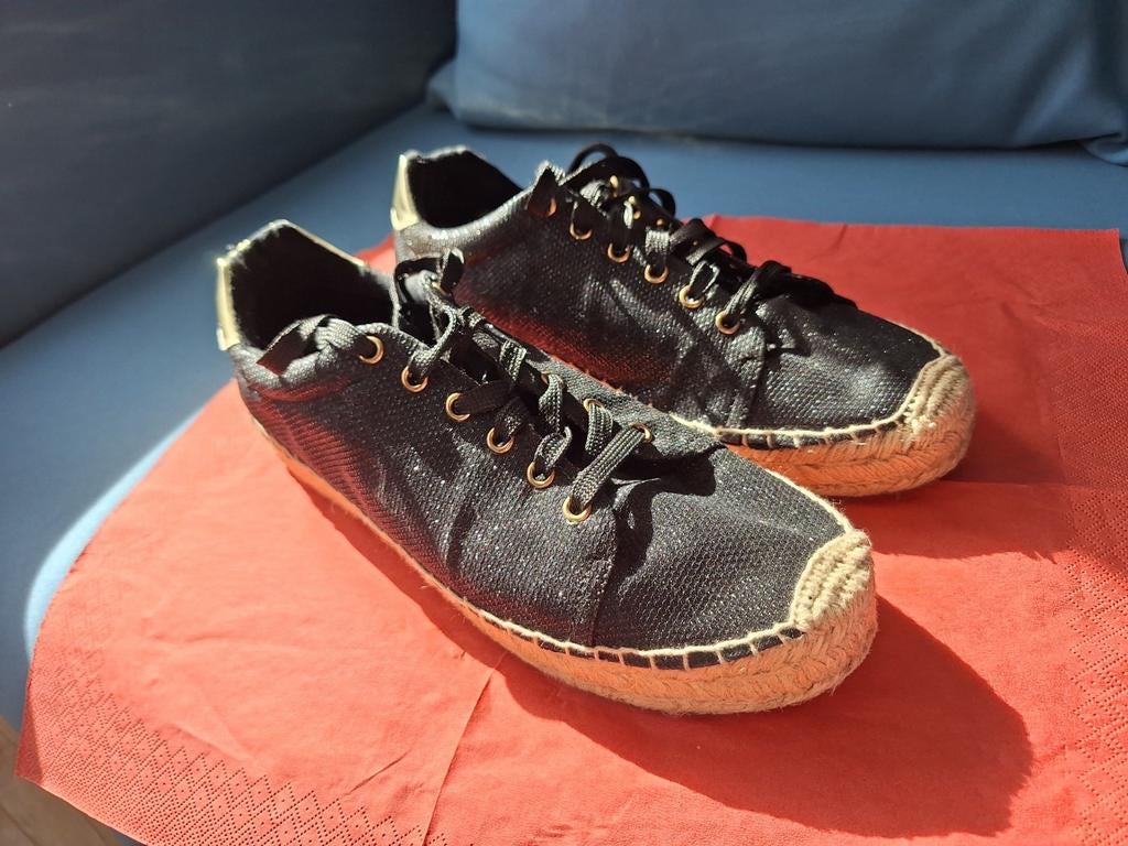 REPLAY sneakers espadrilles maat 39 zwart goud, Kleding | Dames, Schoenen, Ophalen of Verzenden