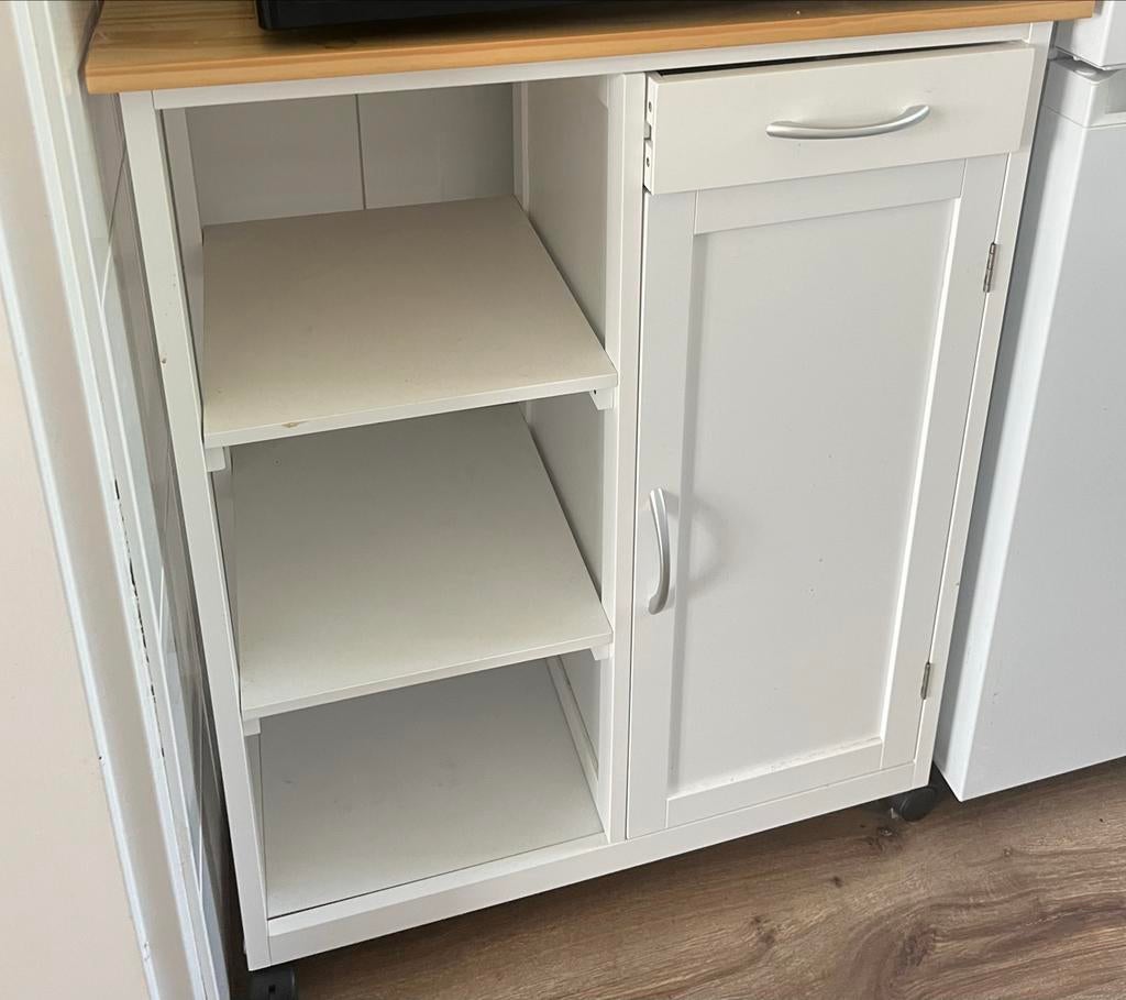 Witte Keukentrolley met Lades en Planken, Huis en Inrichting, Keuken | Keukenelementen, Ophalen, Gebruikt, 50 tot 100 cm, 25 tot 50 cm