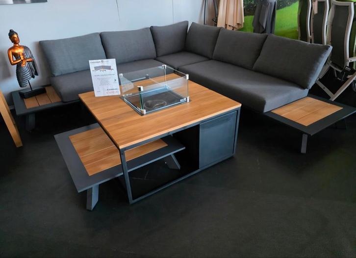 Cosiloft 100 vuurtafel black / teak, Tuin en Terras, Tuinmeubel-accessoires, Nieuw, Ophalen of Verzenden