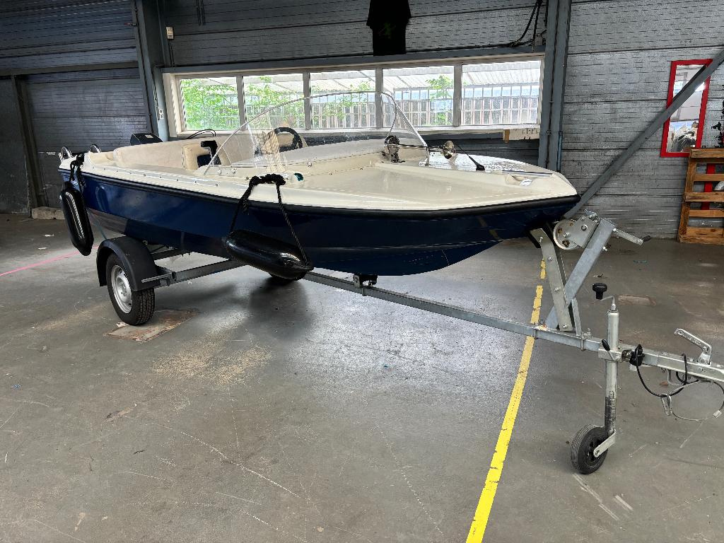 Beekman speedboot/visboot vaarklaar incl. trailer, motor etc, Watersport en Boten, Ophalen, Minder dan 70 pk, 3 tot 6 meter, Buitenboordmotor