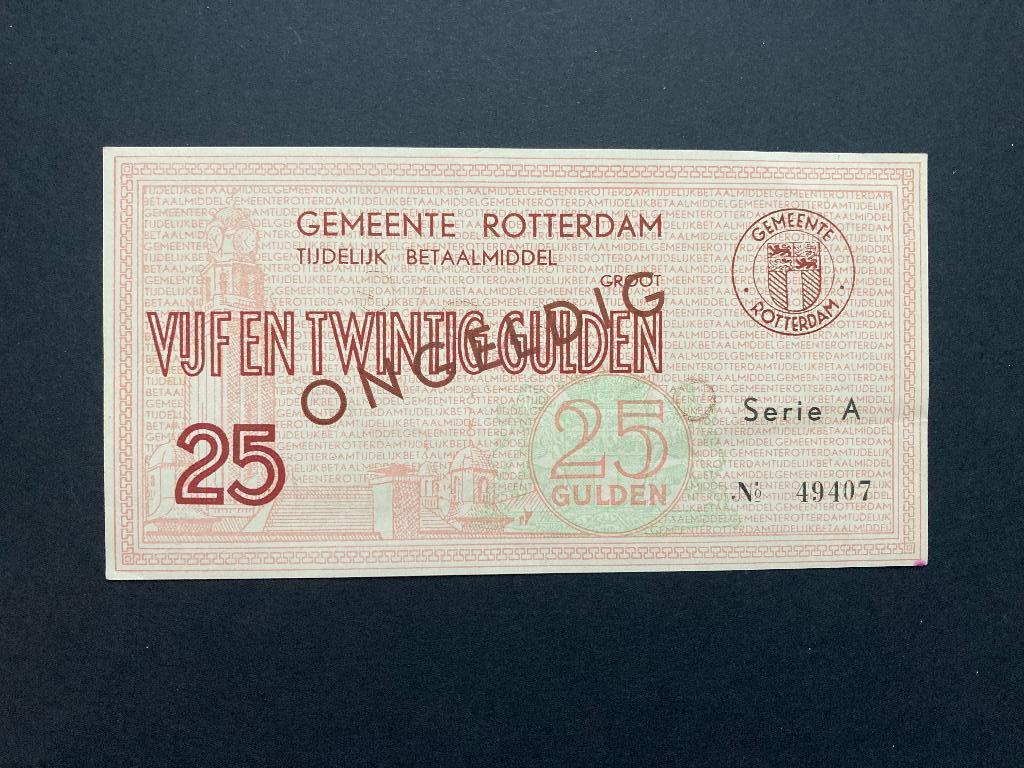 25 gulden 1944 Rotterdam PL842.6 Noodgeld, Postzegels en Munten, Bankbiljetten | Nederland, Ophalen of Verzenden, 25 gulden, Los biljet