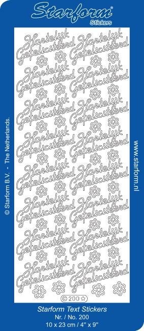 Starform 200 goud 16 x Hartelijk Gefeliciteerd stickervel, Hobby en Vrije tijd, Ophalen of Verzenden, Nieuw, Sticker