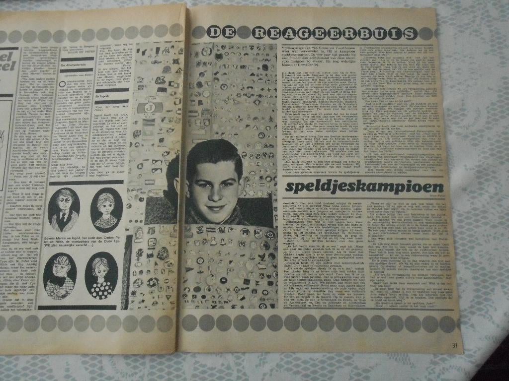 Voorthuizen. Jan van Groos. Kampioen speldjesverzamelen 1965, Verzamelen, Tijdschriften, Kranten en Knipsels, Ophalen of Verzenden