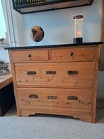 Vurenhouten halfhoge kast met marmeren blad, Ophalen, Gebruikt, Overige materialen, 50 tot 100 cm