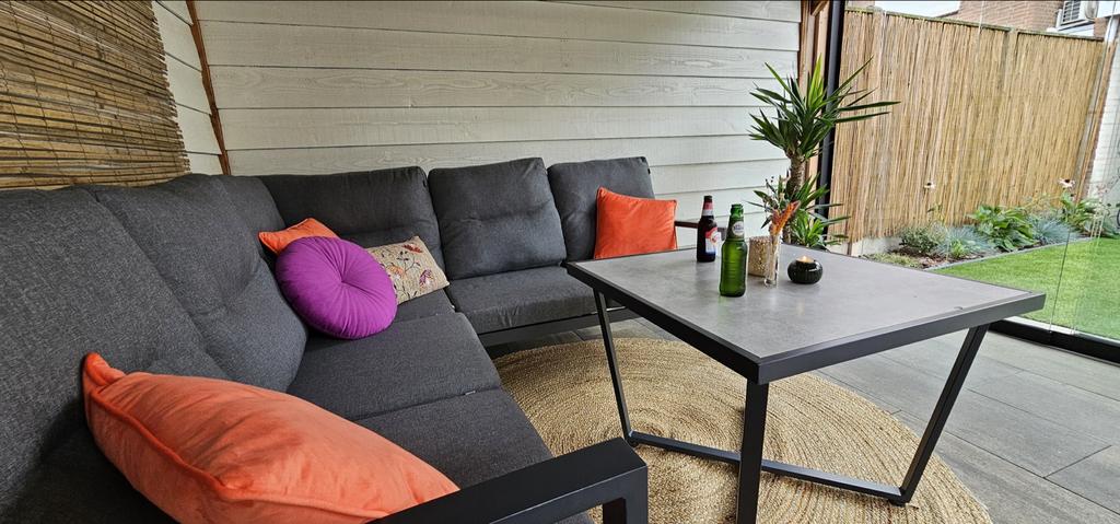 Moderne loungeset met comfortabele kussens, Tuin en Terras, Tuinsets en Loungesets, 4 zitplaatsen, Aluminium, Ophalen of Verzenden