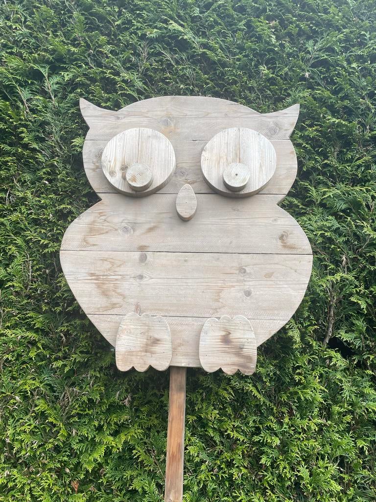 Uniek houten geboortebord uil - Handgemaakt, Ophalen of Verzenden, Gebruikt, Geboortebord