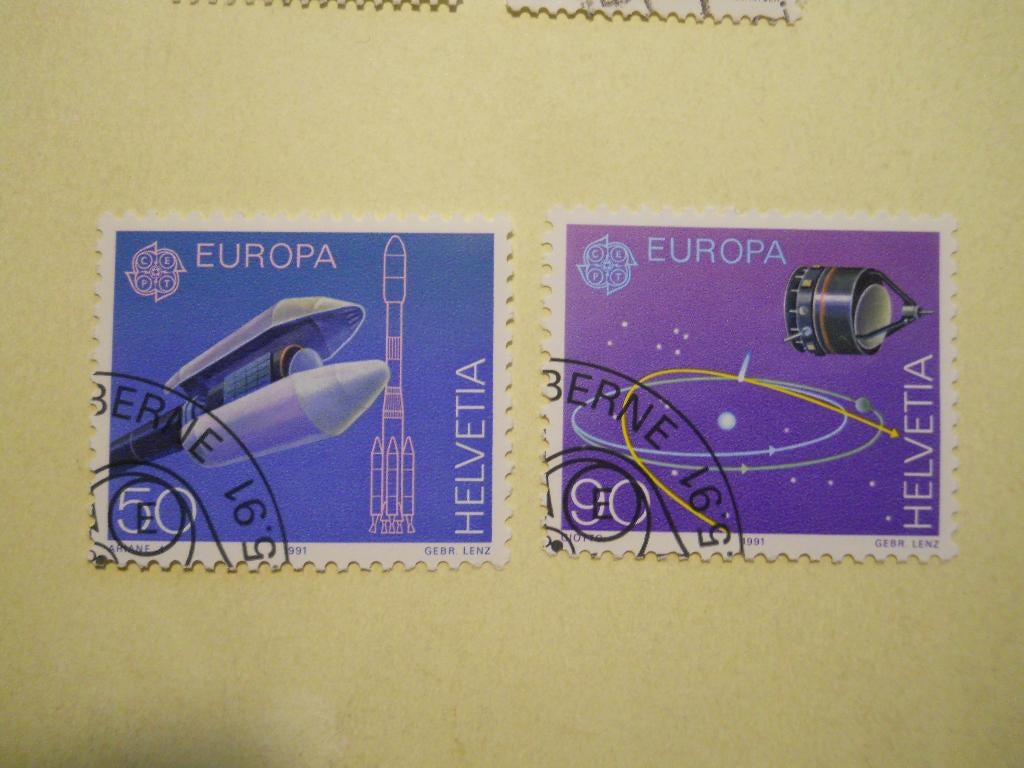 Zwitserland 1991 Europa Weltraumfahrt Mi.1444-1445 gest., Postzegels en Munten, Postzegels | Europa | Zwitserland, Gestempeld
