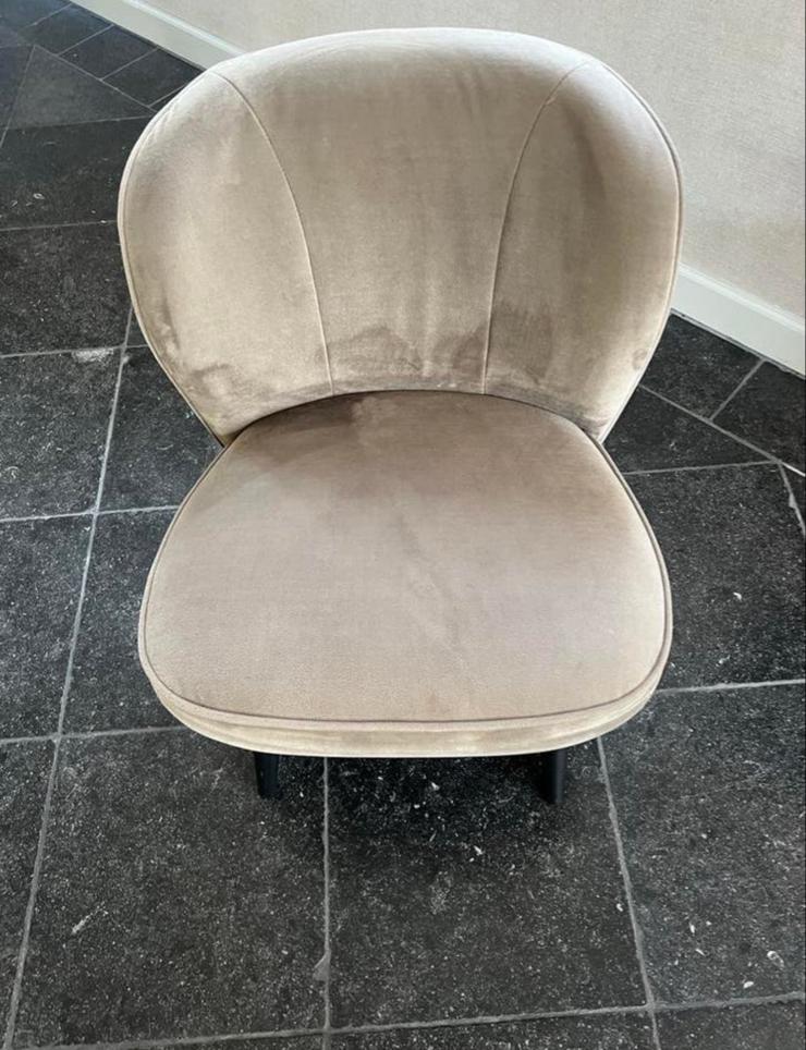 Woood fauteuil Sara taupe fluweel, Huis en Inrichting, Fauteuils, Gebruikt, Stof, 50 tot 75 cm, Minder dan 75 cm, Ophalen of Verzenden