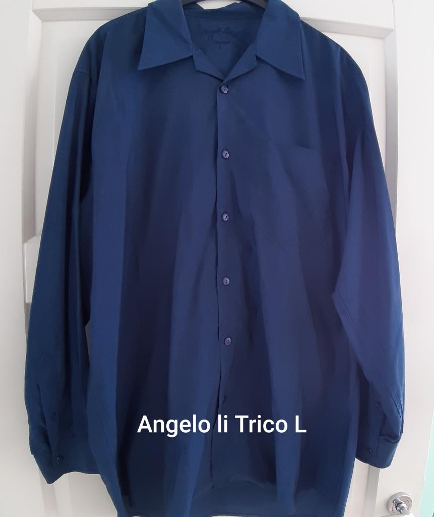Blauw overhemd Angelo li Trico maat L, Blauw, Angelo Litrico, Ophalen of Verzenden, Zo goed als nieuw