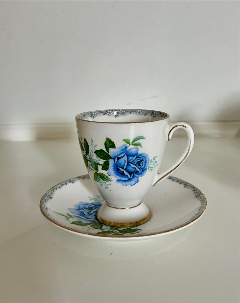 Royal Stafford kop en schotel met blauwe roos, Ophalen of Verzenden