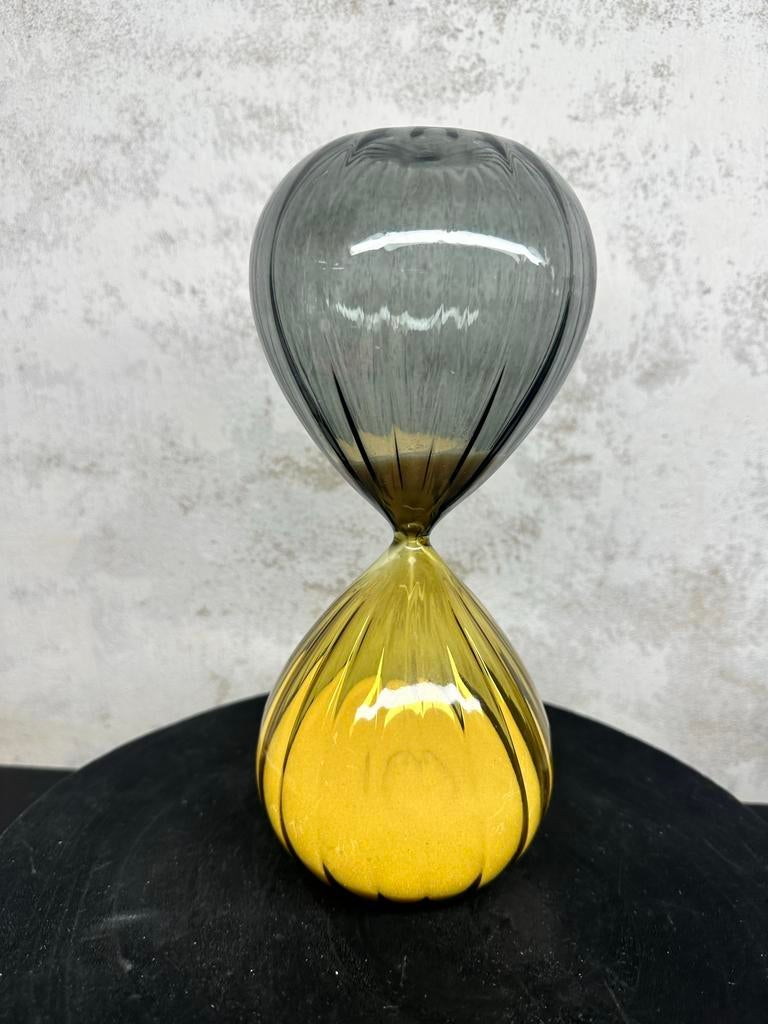 Glazen zandloper met geribbeld glas - Tweekleurig design, Ophalen of Verzenden