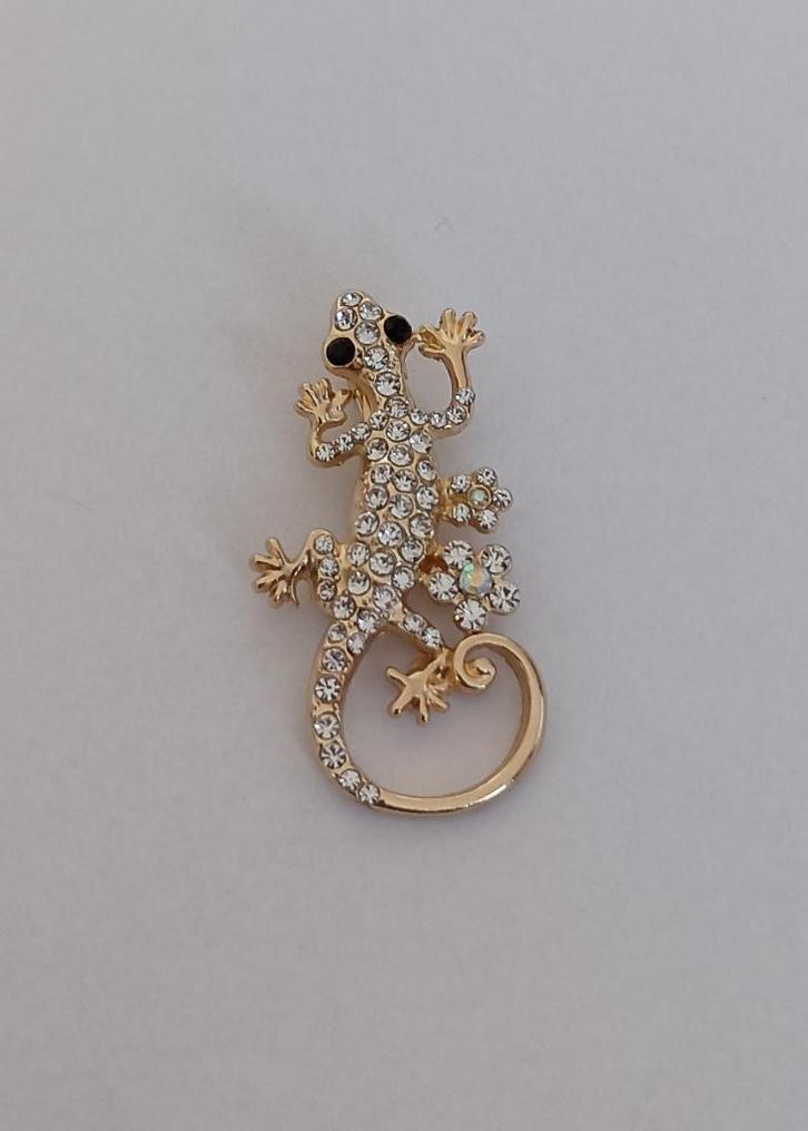 Hagedis broche, Sieraden, Tassen en Uiterlijk, Broches, Nieuw, Overige materialen, Overige kleuren, 4 tot 7 cm, Met strass, Ophalen of Verzenden
