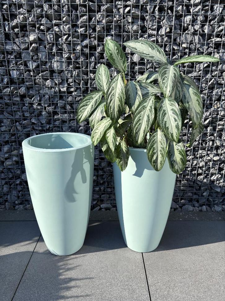 2x Elho pure soft high 35, kleur mint, Tuin en Terras, Bloempotten, Gebruikt, Kunststof, Binnen, Balkon, Tuin, 40 tot 70 cm, 25 tot 40 cm