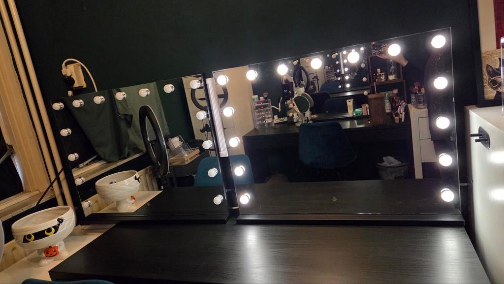 2x Hollywood spiegel met verlichting 80x60 cm, Ophalen, Zo goed als nieuw, 75 tot 100 cm, Minder dan 100 cm