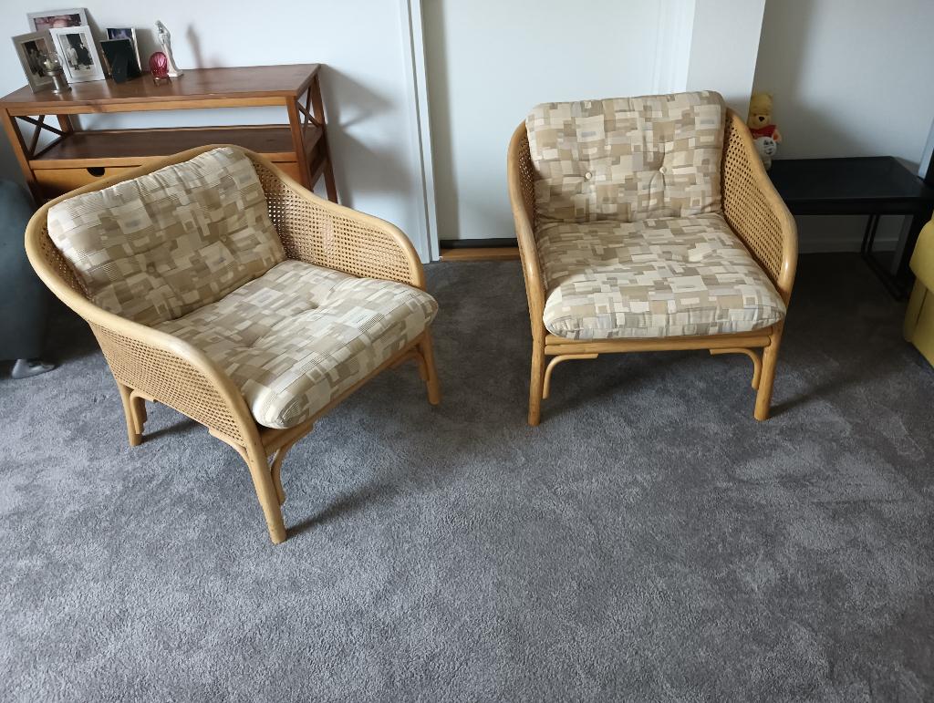2 Rotan loungestoelen, Huis en Inrichting, Fauteuils, Ophalen, Lounge stoel, Minder dan 75 cm, Riet of Rotan