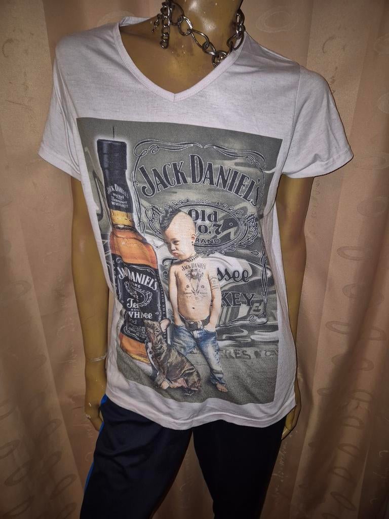Wit T-shirt met Jack Daniels print maat M, Maat 48/50 (M), Wit, Ophalen of Verzenden, Zo goed als nieuw