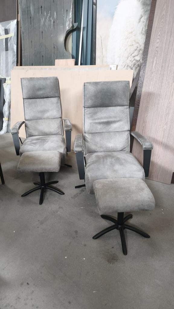 Relaxfauteuils set van 2, Huis en Inrichting, Fauteuils, Gebruikt, Leer, Minder dan 50 cm, 75 tot 100 cm, Ophalen