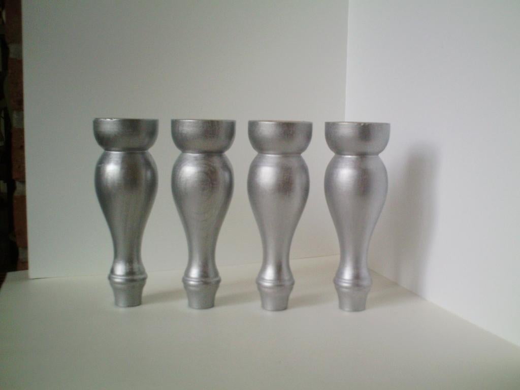Meubelpootjes - 4x - 703 beuken - zilver gelakt., Huis en Inrichting, Ophalen of Verzenden, Nieuw, Hout