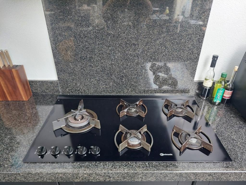 Inbouw gaskookplaat met 5 branders Bauknecht, Witgoed en Apparatuur, Kookplaten, Ophalen, Gebruikt, 4 kookzones, Inbouw