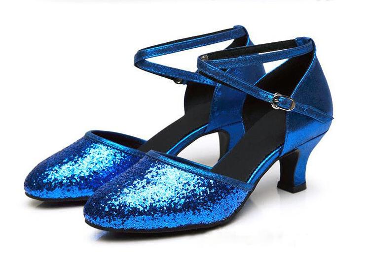Blauwe dames glitter dansschoenen danshakken salsa tango, Verzenden, Nieuw, Blauw, Dansschoenen